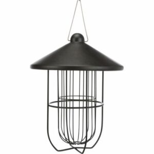 Utefuglautomat til meiseboller i metall, ø19 x 24cm sort halvmatt