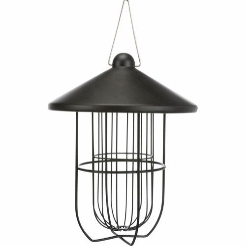 Utefuglautomat til meiseboller i metall, ø19 x 24cm sort halvmatt