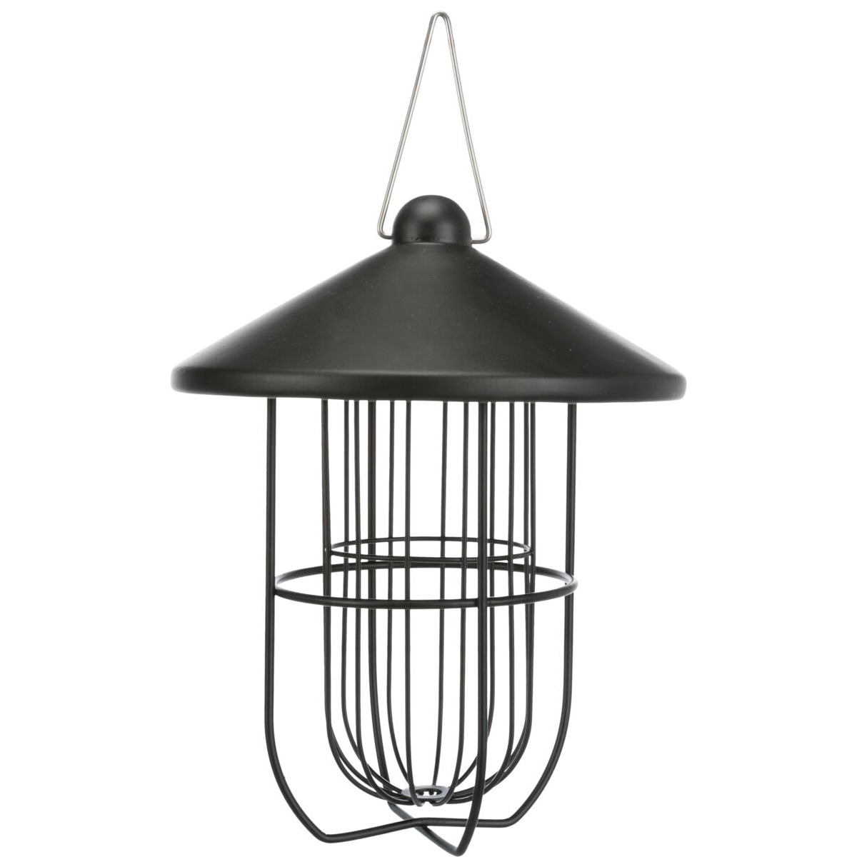 Utefuglautomat til meiseboller i metall, ø19 x 24cm sort halvmatt