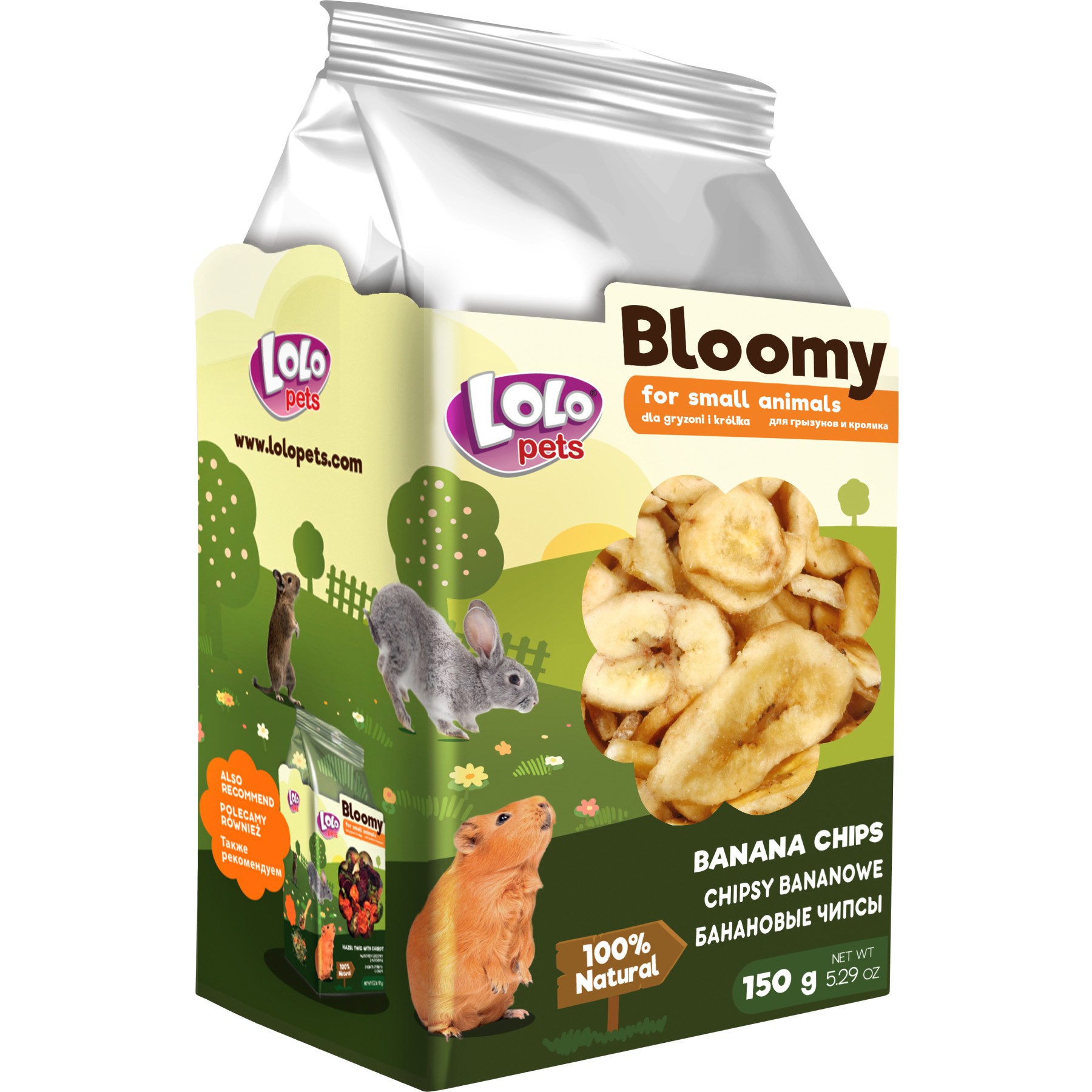 Lolo Pets Bloomy Bananchips 150g – Naturlig godbit til kaniner og gnavere