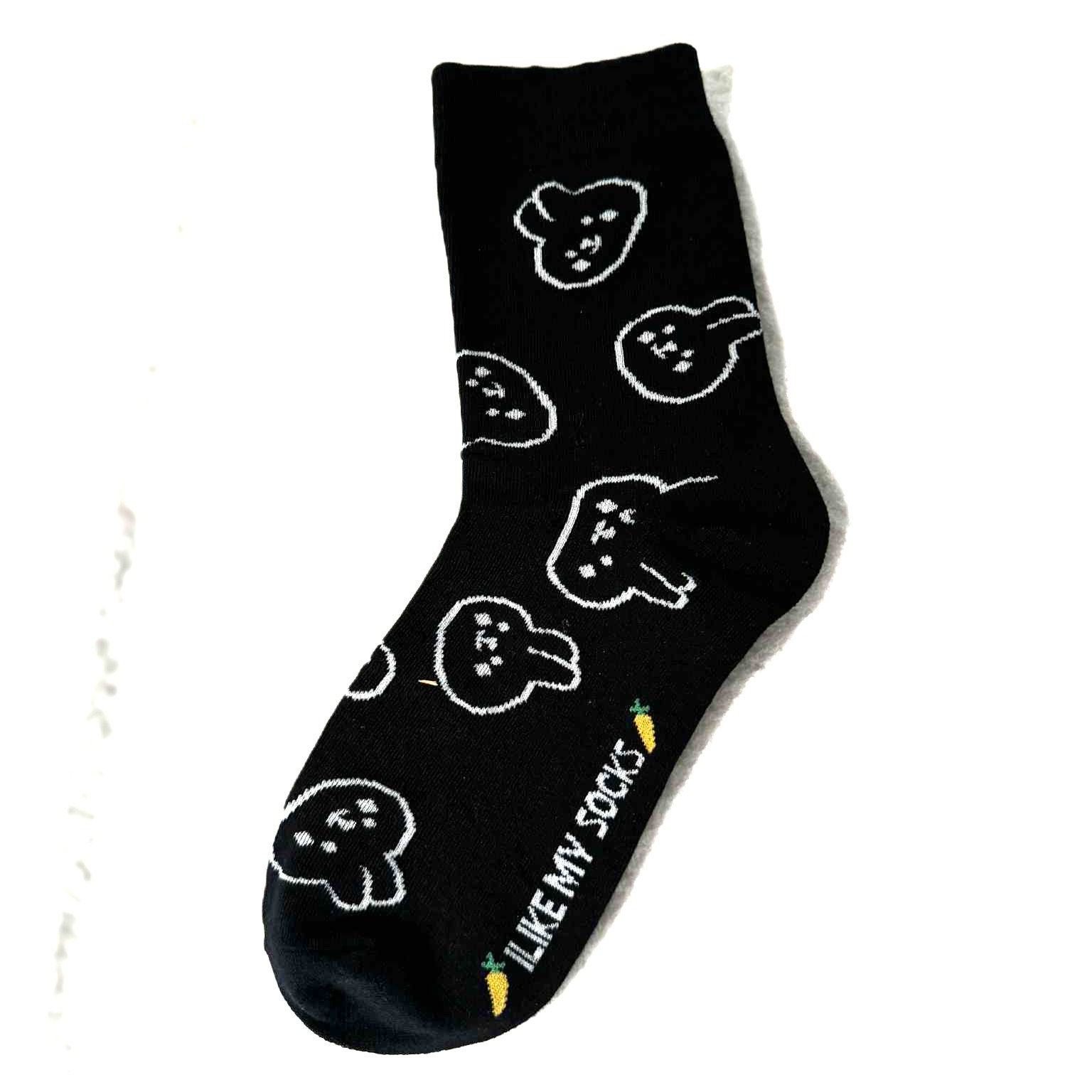 Sokk med hvite kaninhoder