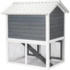 Utendørs kaninbur i tre – 2 etasjer (grå/hvit) 111×70.5×114.8 cm Utendørs kaninbur i tre – 2 etasjer (grå/hvit) 111×70.5×114.8 cm