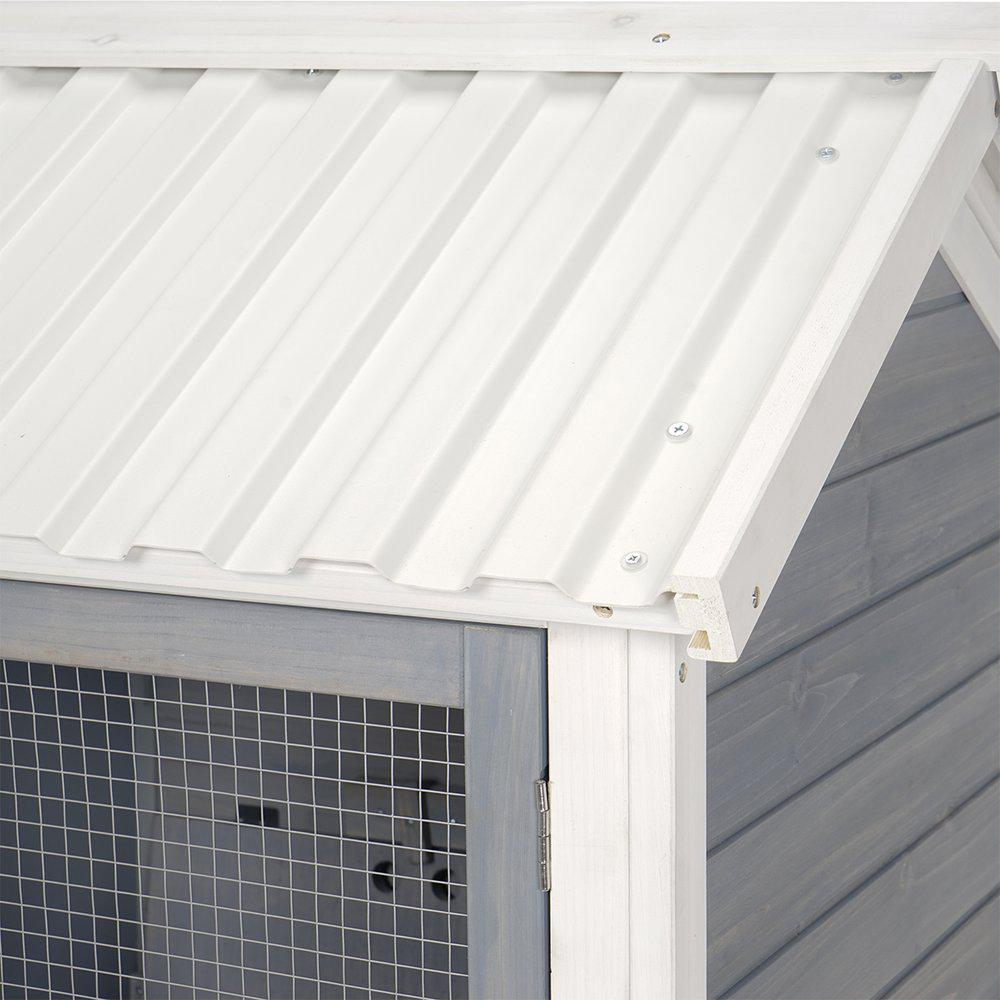 Utendørs kaninbur i tre – 2 etasjer (grå/hvit) 111×70.5×114.8 cm Utendørs kaninbur i tre – 2 etasjer (grå/hvit) 111×70.5×114.8 cm