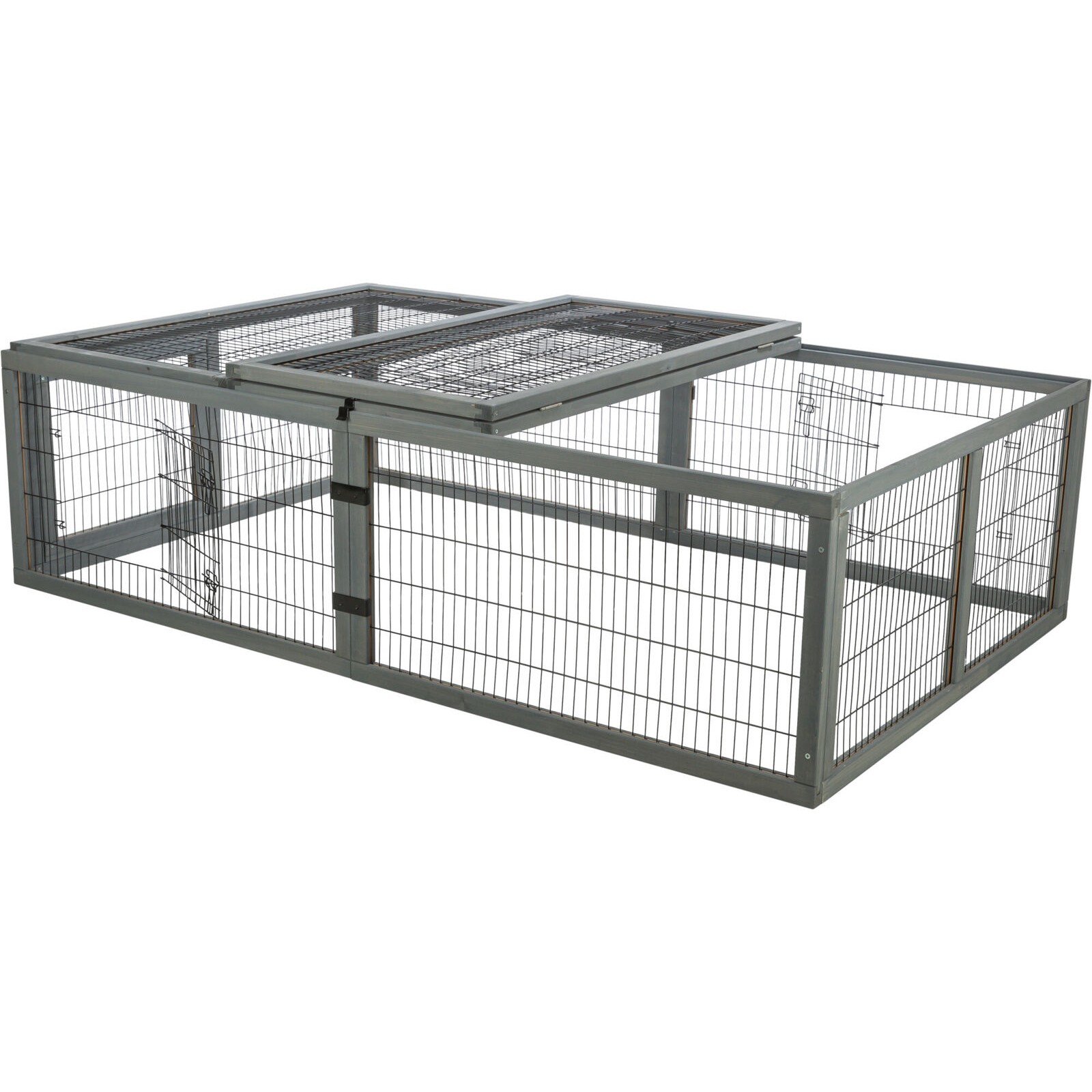 Utendørs kaningård med tak (løpegård) – 174 × 48 × 109 cm