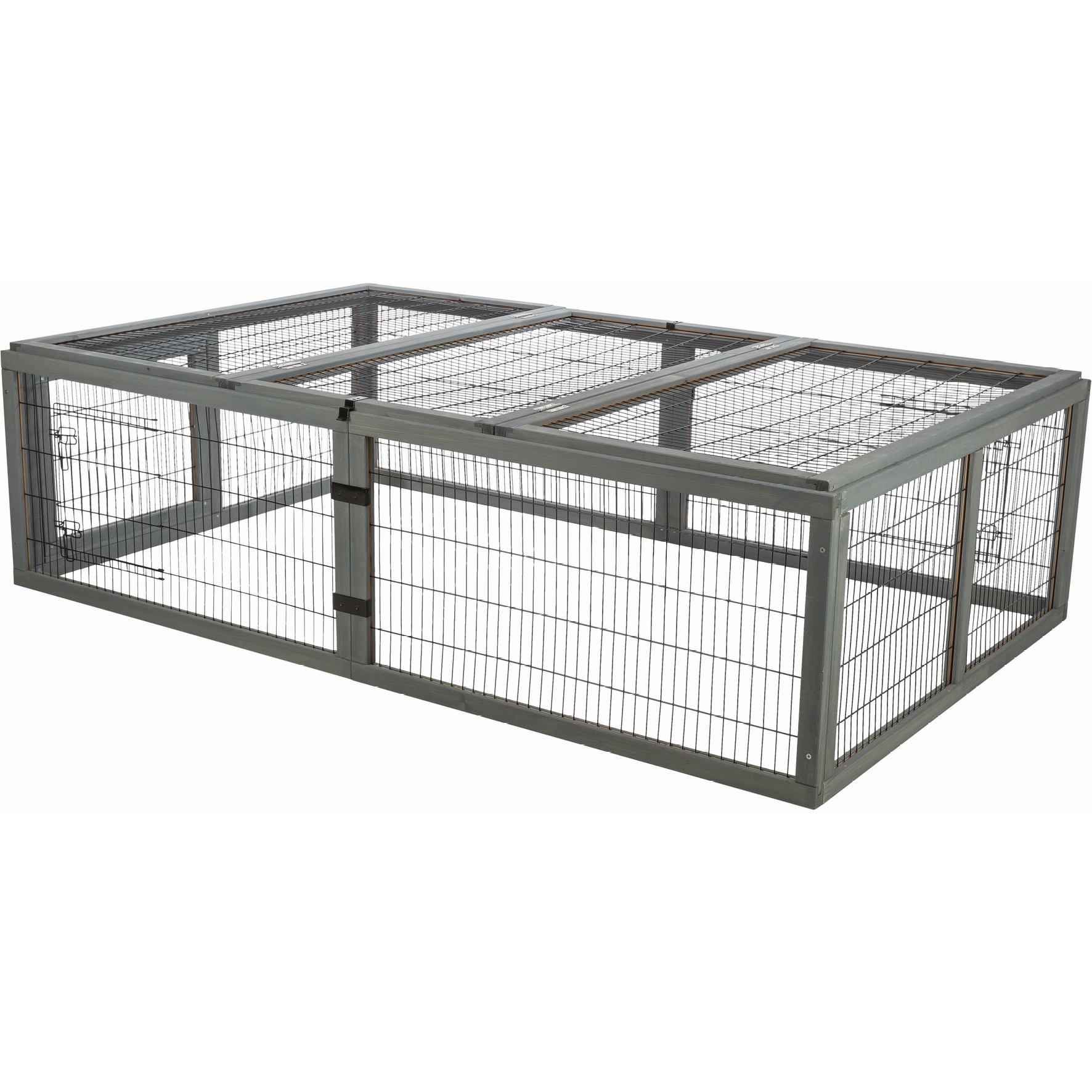 Utendørs kaningård med tak (løpegård) – 174 × 48 × 109 cm