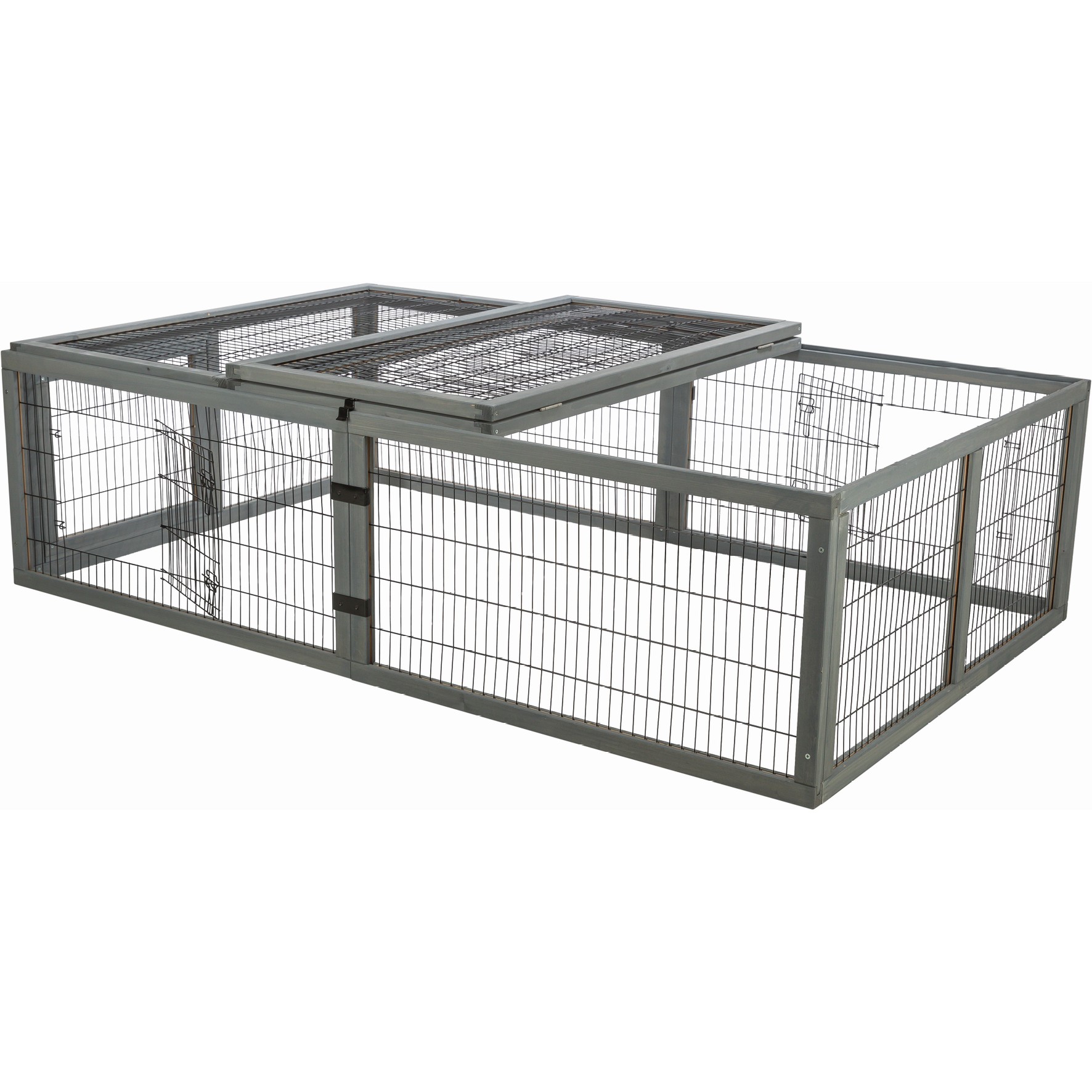 Utendørs kaningård med tak (løpegård) – 174 × 48 × 109 cm