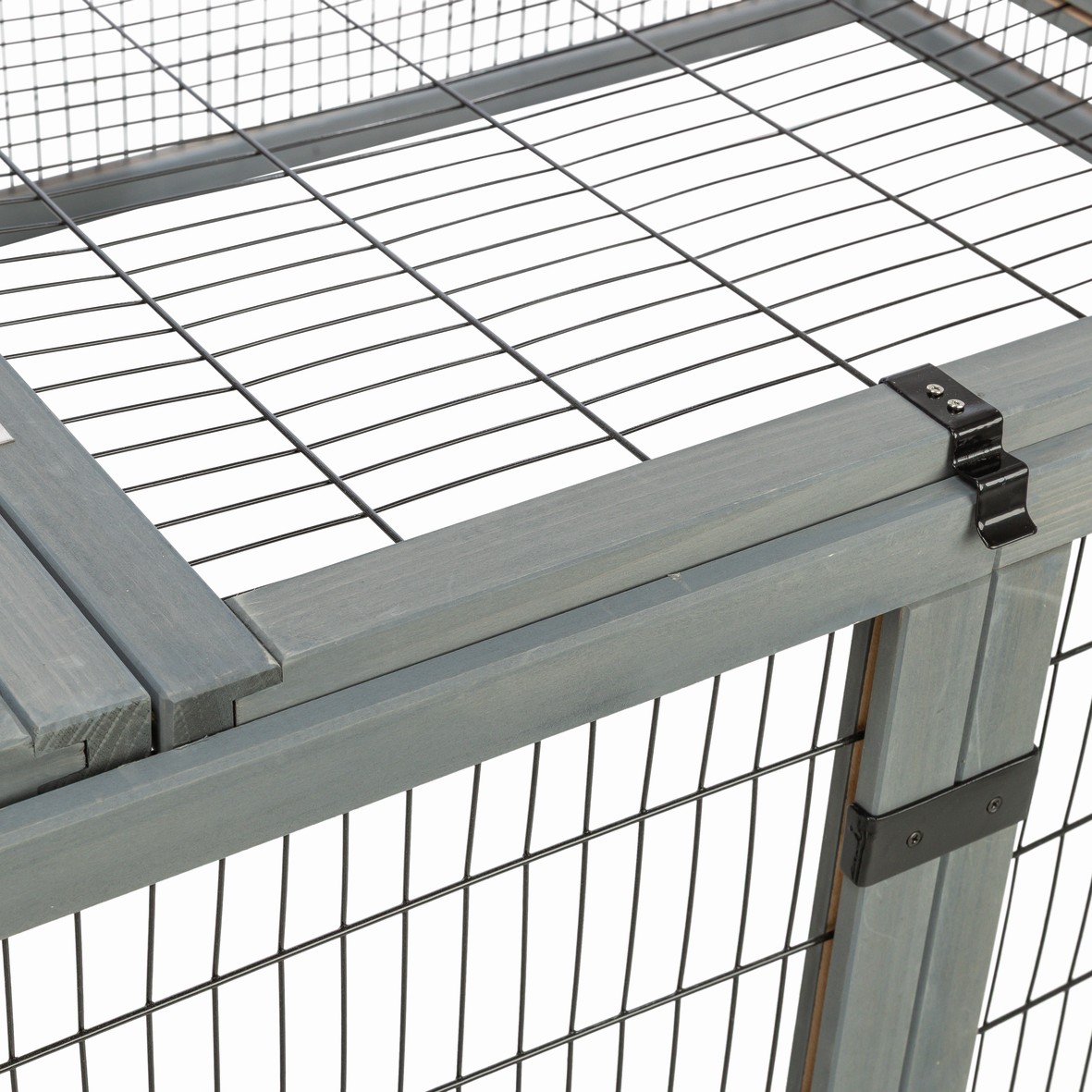 Utendørs kaningård med tak (løpegård) – 174 × 48 × 109 cm